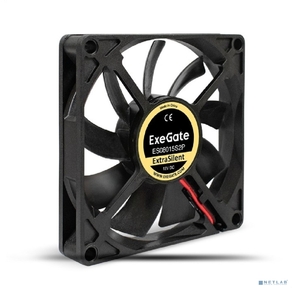 Exegate EX295233RUS Вентилятор 12В DC ExeGate ExtraSilent ES08015S2P  (80x80x15 мм,  Sleeve bearing  (подшипник скольжения),  2pin,  1600RPM,  16, 5dBA)