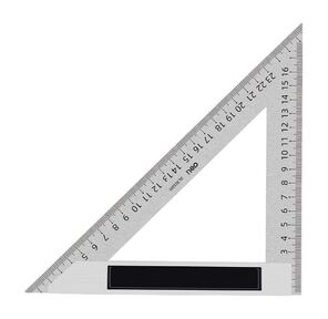 Треугольная линейка стальная Deli DL303200 200мм Нержавеющая сталь + алюминиевое основание