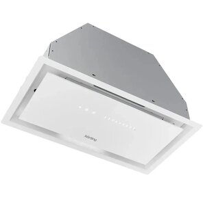 Вытяжки Korting /  Полностью встраиваемая,  в шкаф шириной 60 см,  электронное сенсорное управление TOUCH SLIDER,  5 режимов,  950 м3 / ч.,  таймер,  сенсор дыма и пара  (с функцией автоматического включения),  пульт ДУ,  алюминиевые жировые фильтры,  и,  LED освещение,  белое стекло