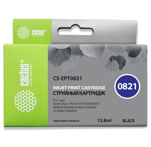 Cactus CS-EPT0821 Картридж струйный черный для Epson Stylus Photo R270 / 290 / RX590  (11.4мл)