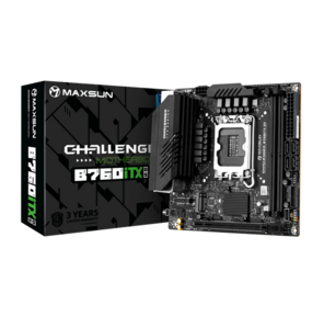 MAXSUN MS-Challenger B760ITX D5,  LGA1700,  B760,  2*DDR5,  4*SATA3,  2*M.2,  2*USB 3.2,  4*USB 2.0,  1*PCIEx16,  2*HDMI+2*DP,  mITX