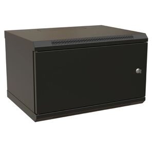 Шкаф Hyperline WRline WR-TW-0945-SR-RAL9004 настенный 19-дюймовый  (19"),  9U,  500x600х450мм,  цельнометаллическая дверь с замком,  цвет черный  (RAL9004)  (разобранный)