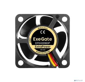 Вентилятор 12В DC ExeGate ExtraPower EP04020B3P  (40x40x20 мм,  2-Ball  (двойной шарикоподшипник),  3pin,  7000RPM,  32dBA)