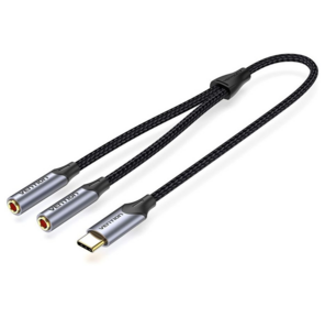 Переходник-разветвитель Vention гибкий USB-C M / Jack 3.5 mm F x 2 - 0.3м
