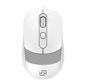 Мышь Оклик 310M белый / серый оптическая  (2400dpi) USB для ноутбука  (3but)