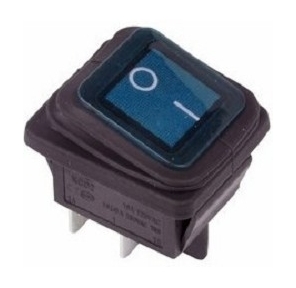 Rexant 36-2361 Выключатель клавишный 250V 15А  (4с) ON-OFF синий  с подсветкой ВЛАГОЗАЩИТА