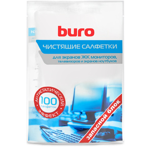 Чистящее средство влажные салфетки Buro "BU-Zscreen" запасной блок,  для экранов и оптики  (100шт. / уп.)