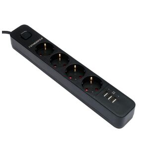 Гарнизон Сетевой фильтр 2.0 EPS-4-U3-B-2 Мультипорт,  4р,  10А,  3xUSB,  2м,  ур.защиты 2+,  черный,  пакет  (21446)