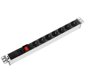 Блок розеток Rem-16 с выкл.,  7 Schuko,  вход IEC 60320 C20,  16 A,  алюм.,  19"