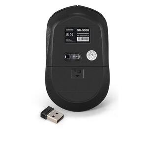 Exegate EX295309RUS Беспроводная мышь ExeGate Professional Standard SR-9038  (радиоканал 2, 4 ГГц,  USB,  оптическая,  1200dpi,  3 кнопки и колесо прокрутки,  черная,  Color Box)