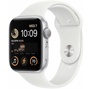 Apple Watch SE GPS 44mm Silver Aluminum Case with White Sport Band - размер M / L [MNK23ZP / A]  (Малайзия)