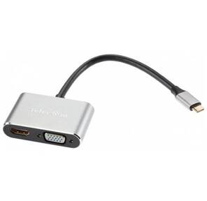Кабель-концентратор USB3.1 TypeCm -->HDMI+USB3.0+PD+VGA Alum Grey 4K@30Hz,  Telecom<TUC055>