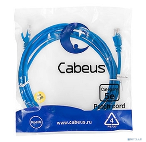 Cabeus PC-UTP-RJ45-Cat.5e-3m-BL-LSZH Патч-корд U / UTP,  категория 5е,  2xRJ45 / 8p8c,  неэкранированный,  синий,  LSZH,  3м