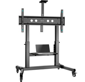 Мобильная стойка ONKRON на 1 ТВ /  50-100" от 200х200 до 1000х600,  макс нагр 120кг,  1 полка для AV,  полка для камеры,  кабель-канал,  высота 1234-1685мм,  черный