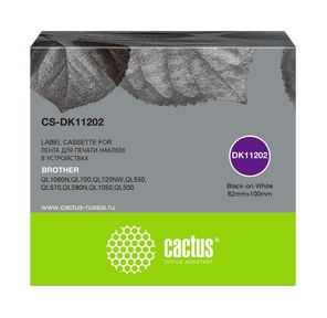 Картридж ленточный Cactus CS-DK11202 черный для Brother P-touch QL-500,  QL-550,  QL-700,  QL-800