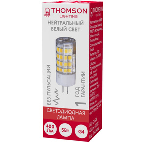 Лампа светодиодная Thomson TH-B4206 5Вт цок.:G4 капсул. 220B 4000K св.свеч.бел.нейт.  (упак.:1шт)
