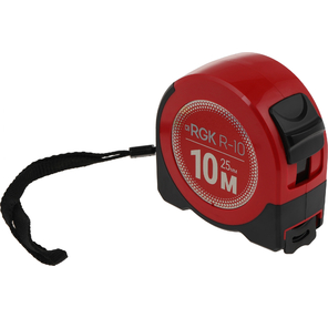 Рулетка строительная RGK R10 дл.полотна 10м изм.шкала в см зацеп простой красный / черный  (774918)
