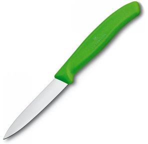 Нож кухонный Victorinox Swiss Classic  (6.7606.L114) стальной для чистки овощей и фруктов лезв.80мм прямая заточка салатовый