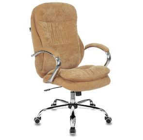 Кресло руководителя Бюрократ T-9950SL Fabric горчичный Velvet 73 крестовина металл хром