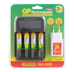 Аккумулятор + зарядное устройство GP PowerBank 270AAHCMHSPBA-2CR4 AA NiMH 2700mAh  (4шт) блистер