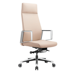 Кресло руководителя Бюрократ _JONS / BEIGE бежевый кожа крестовина алюминий