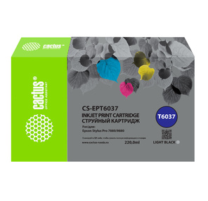 Картридж струйный Cactus CS-EPT6037 T6037 серый  (220мл) для Epson Stylus PRO 7880 / 9880