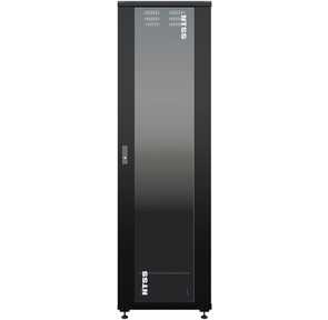 Шкаф серверный NTSS Премиум  (NTSS-R42U80100GS-BL) напольный 42U 800x1000мм пер.дв.стекл металл 900кг черный 160кг