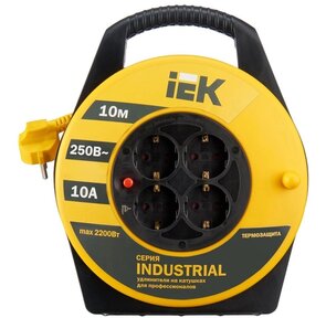 Iek WKP14-10-04-10 Катушка УК10 с т / з 4 места 2 Р + P Е  / 10м 3х1, 0 мм2 "Industrial"