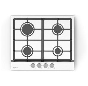 Газовая варочная панель EVELUX,  Hi-Tech,  60 см,  4 конфорки,  чугунные решетки,  газ-контроль,  электроподжиг,  механическое управление,  цвет нержавеющая сталь