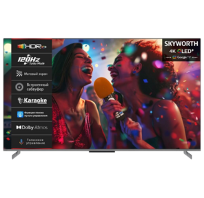 65",  Ultra HD,  QLED,  Matte Screen,  330Nit,  Google TV,  DVB-T2 / C / S2,  2.1.2ch Sound  (30W + 20W SUB) Dolby Atmos,  Karaoke Mode,  120Hz,  3 HDMI,  2 USB,  Digital Audio Output,  LAN,  Composite output,  Выход для наушников,  2 Pole,  безрамочный дизайн,  2025