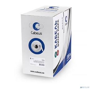 Cabeus UTP-4P-Cat.5e-SOLID-WH Кабель витая пара UTP  (U / UTP),  категория 5e,  4 пары  (24 AWG),  одножильный,  PVC нг (А)-LS,  белый  (305 м)