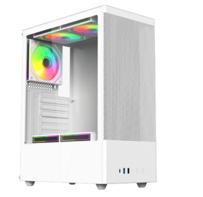 Корпус для ПК ACD Citadel 108W ATX,  Type-C + 2XUSB ports + HD audio combo,  Mesh,  TG,  White.