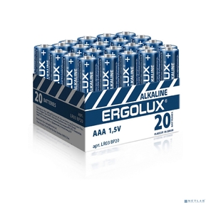 Ergolux.. LR03 Alkaline BP20  (ПРОМО,  LR03 BP20,  батарейка, 1.5В) (20 шт. в уп-ке)