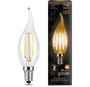 GAUSS 104801107 Светодиодная лампа LED Filament Свеча на ветру E14 7W 550lm 2700К 1 / 10 / 50