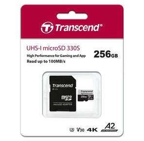Transcend 256GB microSDXC Class 10 UHS-I U3 V30 A2 R100,  W85MB / s with SD adapter