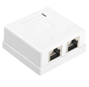 Hyperline SB1-2-8P8C-C6-SH-WH Розетка компьютерная RJ-45 (8P8C),  категория 6,  экранированная,  двойная,  внешняя,  Dual IDC
