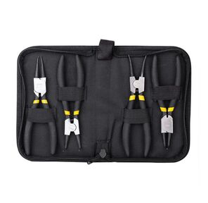 Набор съемников стопорных колец Deli DL104407 7"; Размер: 7 ";* 4. Набор плоскогубцев. Черная отделка и полировка. Ковка из стали 40Cr. Двухкомпонентная ручка.