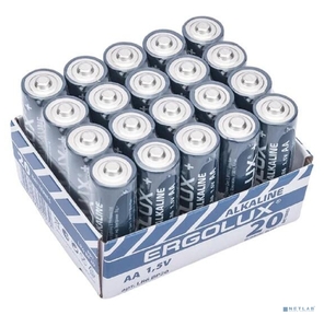 Ergolux Alkaline LR6 BP-20  (ПРОМО,  LR6 BP20PR,  пальчиковая батарейка 1.5В)  (20 шт. в уп-ке)