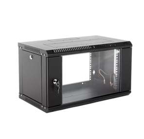 Шкаф настенный ЦМО ШРН-Э-6.650-9005 6U 600x650мм пер.дв.стекл несъемные бок.пан. 50кг черный