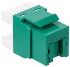 Модуль Keystone,  RJ45,  кат.5E,  UTP,  180 градусов,  со встроенной шторкой,  зеленый