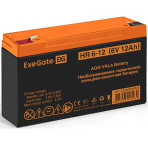 Exegate EX282955RUS Exegate EX282955RUS Аккумуляторная батарея ExeGate HR 6-12   (6V 12Ah),  клеммы F1