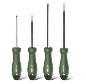 Отвертка Deli Набор отверток "Home Series Green" Deli HT1004L 4шт SL5x100+SL6x150+PH1x100+PH2x150,  эксклюзивный дизайн,  рукоятка из высококачественного софттач пластика