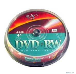 Диск DVD+RW VS 4.7 Gb,  4x,  Cake Box  (10),   (10 / 250).