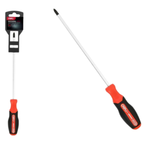 Крестовая DL3463 PH2x200мм сталь S2,  матовый стержень,  двухкомпонентная прорезиненная рукоять