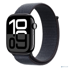 Смарт-часы Apple Watch Series 10 A2999 46мм 2.1" OLED корп.черный Sport Loop рем.черный разм.брасл.:O / S  (MWWR3LW / A)