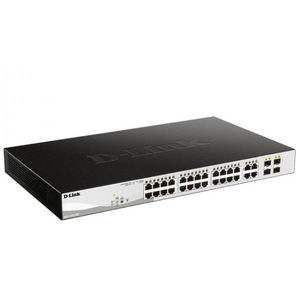 D-Link DGS-1210-28P / FL1A,  L2 Managed Switch with 24 10 / 100 / 1000Base-T ports and 4 100 / 1000Base-T / SFP combo-ports  (24 PoE ports 802.3af / 802.3at  (30 W),  PoE Budget 193 W).8K Mac address,  802.3x Flow Co