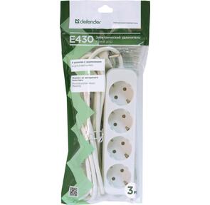 Defender Удлинитель E430 3.0 м,  4 розетки [99226],  с заземлением