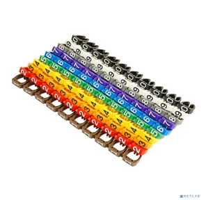 Cabeus MR-55 Маркеры  (клипсы) на кабель,  защелкивающиеся D 4-5.5мм,  "0"-"9",  10 цветов  (100 шт.)