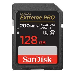 Флеш карта SD 128GB SanDisk SDXC Class 10 V30 UHS-I U3 Extreme Pro 200MB / s