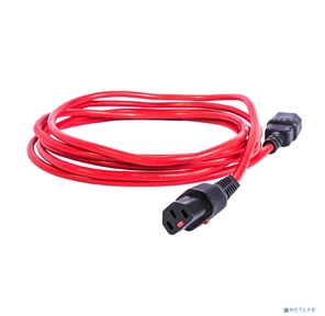 REM Шнур питания с фиксатором IEC 60320 C13 / IEC 60320 C14,  10 А  /  250 В  (3 * 1, 0),  длина 3 м,  красный R-10-Cord-C13-C14-3-Red